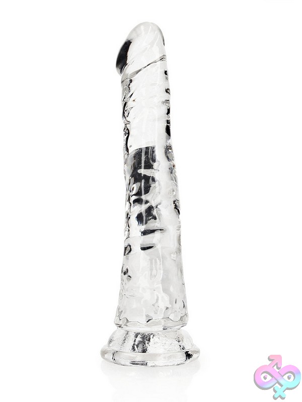 Discreet-Toys-Realrock-Crystal-Clear-Slim-Dildo-6-Transparent-Nu-St-Rea141Tra Slim Transparent 6-Inch Suction Cup Dildo In Clear By Shots Toys