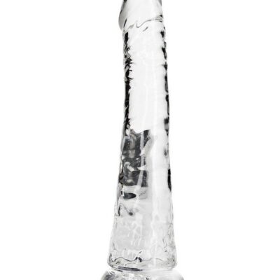 Slim transparent crystal clear dildo with suction-cup base by Shots Toys