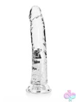 Crystal clear slim dildo with suction-cup base, 8 inch transparent design by Shots Toys
