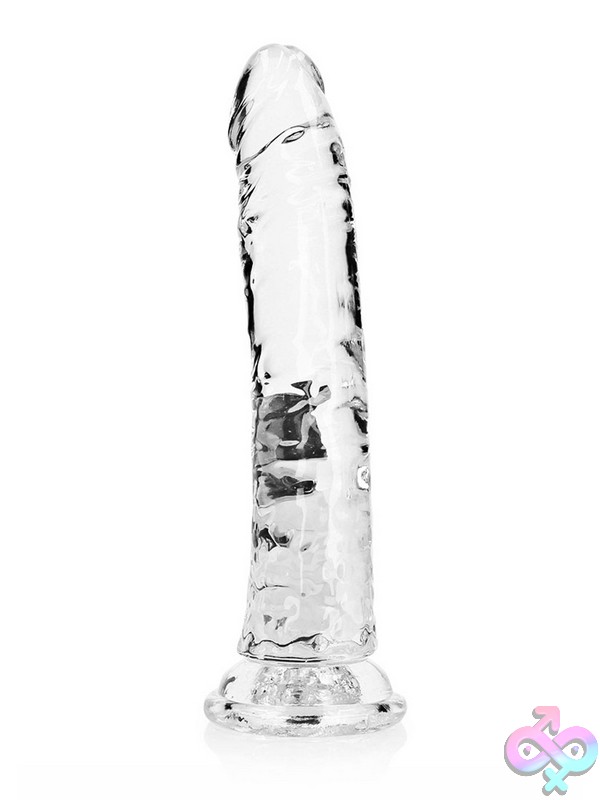 Discreet-Toys-Realrock-Crystal-Clear-Slim-Dildo-8-Transparent-Nu-St-Rea143Tra Crystal Clear Slim Dildo With Suction-Cup Base, 8 Inch Transparent Design By Shots Toys