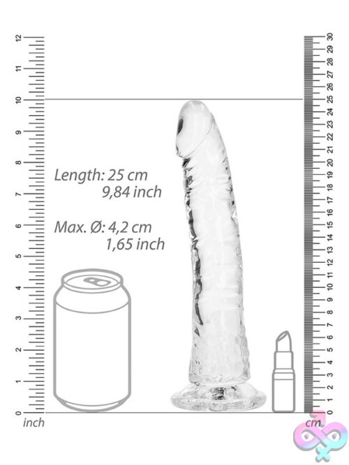 Realrock Crystal Clear Slim Dildo 9 Inch Transparent - Image 3