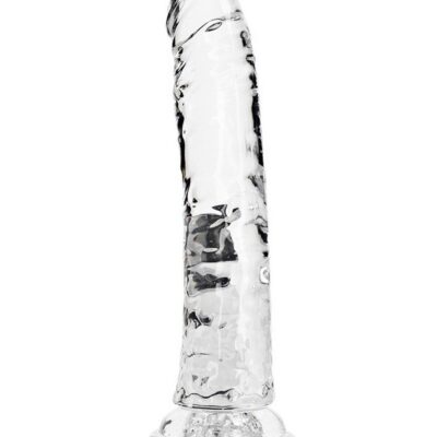 Crystal clear slim dildo with suction-cup base, 9 inch transparent design by Shots Toys