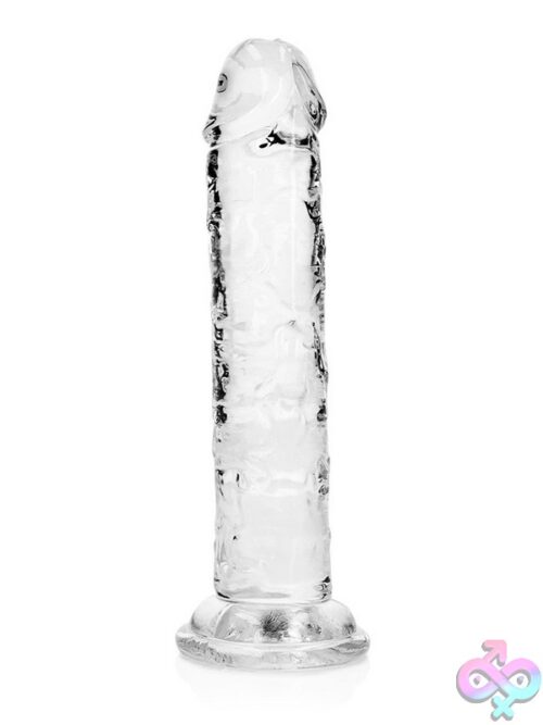 Realrock Crystal Clear 6 Inch Realistic Dildo With Suction Cup Base On White Background