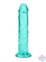 RealRock crystal clear 6 inch realistic dildo with suction cup base on white background