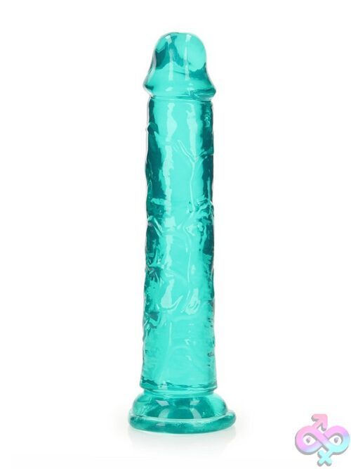 Realrock Crystal Clear Straight Realistic Dildo With Suction Cup Base In Blue, Clear, And Pink