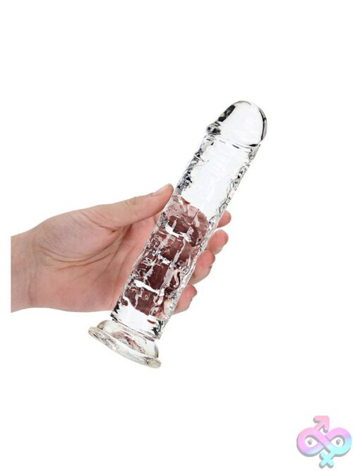Realrock Crystal Clear Straight Realistic Dildo With Suction Cup – Transparent - Image 2