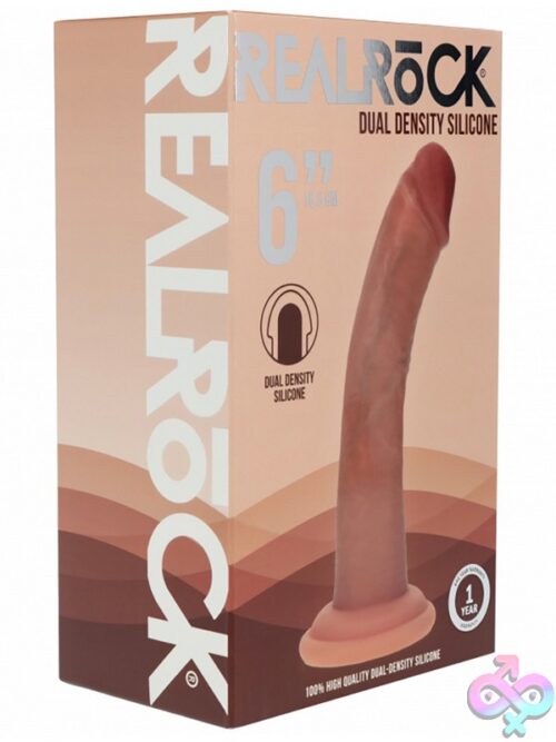 Realrock Dual Layered Curved Realistic Dildo 6&Quot; Tan - Image 2