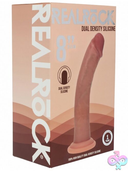 Realrock Dual Layered Curved Realistic Dildo 8&Quot; Tan - Image 2