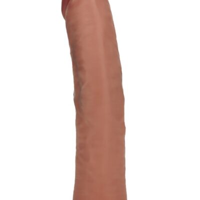 Tan Curved Dual Density Dildo — Realrock Dual Layered Curved Realistic Dildo 8 Tan by Shots