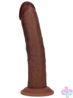 Dual Density Gyrating Dildo — Realrock Dual Layered Curved Realistic Vibrating Dildo 8 inch by Shots