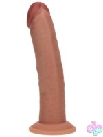 dual density curved vibrating dildo Realrock 8 inch Tan by Shots