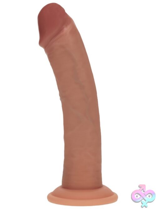 Realrock Dual Layered Curved Realistic Vibrating Dildo 8&Quot; Tan - Image 3