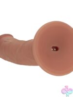 Realrock Dual Layered Curved Realistic Vibrating Dildo 8" Tan - Image 5