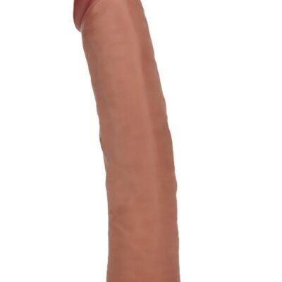 dual density curved vibrating dildo Realrock 8 inch Tan by Shots