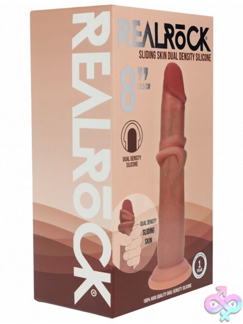 Realrock Dual Layered Realistic Sliding Skin Dildo 8&Quot; Tan - Image 2