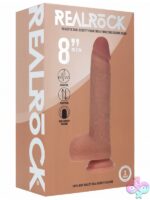 Realrock Dual Layered Realistic Vibrating Thrusting Dildo With Balls 8" Tan - Image 2