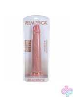 RealRock 13-inch extra long realistic dildo with suction cup base in beige and pink