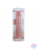 Extra long 15 inch flesh-tone realistic dildo with suction cup base and textured veins by Shots Toys