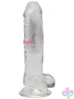 RealRock LED Vibrating Dildo with Balls 6" – Clear - Image 3