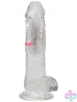 RealRock LED Vibrating Dildo with Balls 7" – Clear - Image 3