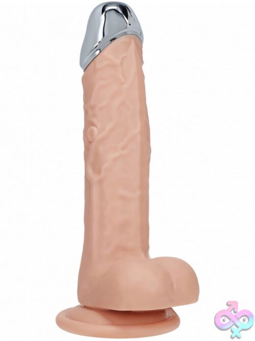Realrock Metal Head Vibrating Straight Dildo With Balls 8&Quot; – Beige - Image 2