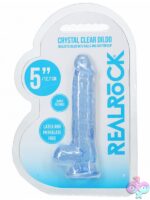 Realrock 5 inch realistic dildo with balls and suction cup base in blue and clear