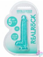 Realrock 5 inch realistic dildo with balls and suction cup base in blue and clear