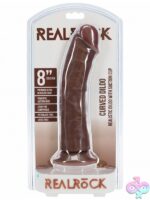 8-inch realistic curved brown TPE dildo with suction cup base by Shots Toys