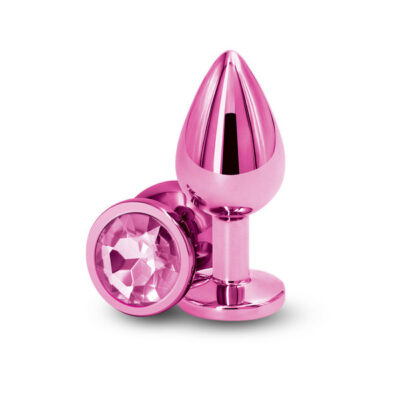 rear assets medium pink gem anal plug by nsnovelties — chrome-plated metal with pink jewel base