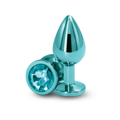Rear Assets Medium Teal gem anal plug by nsnovelties — chrome-plated aluminum body-safe design
