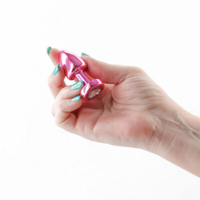 Rear Assets Petite Pink gem anal plug with jeweled base by nsnovelties