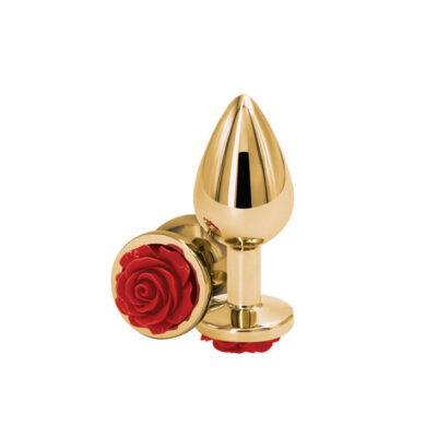 Rear Assets Rose Medium Red metal gem anal plug by nsnovelties
