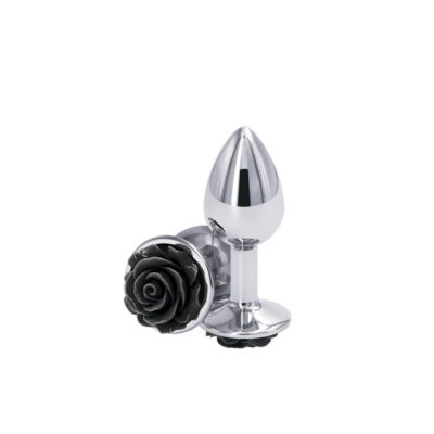 Rear Assets Rose Small silver metal anal gem plug by nsnovelties