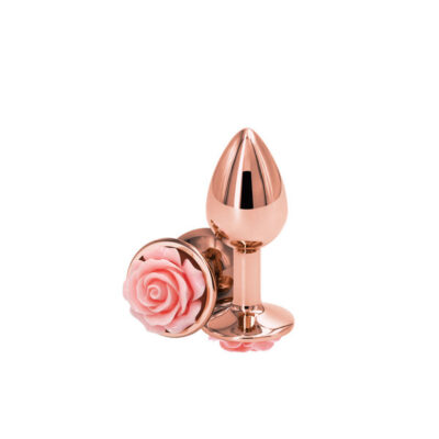 rear assets rose small pink gem anal plug by nsnovelties gold metal teardrop