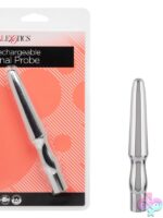 Sleek tapered silver rechargeable anal probe by California Exotic Novelties