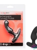 Rechargeable curved silicone anal probe in black by California Exotic Novelties
