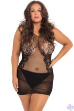 Lace Fantasy Mini Dress - Black - 1x-3x - Image 2