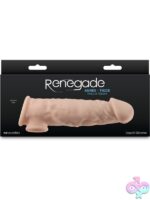 Thick realistic textured silicone extension sleeve in beige by Ns Novelties