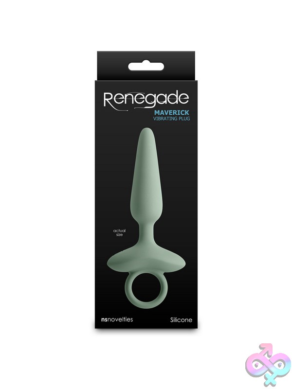 Discreet-Toys-Renegade-Maverick-Sage-Nu-Nsn-1132-48 Renegade Maverick Vibrating Anal Plug In Sage Green Silicone By Ns Novelties