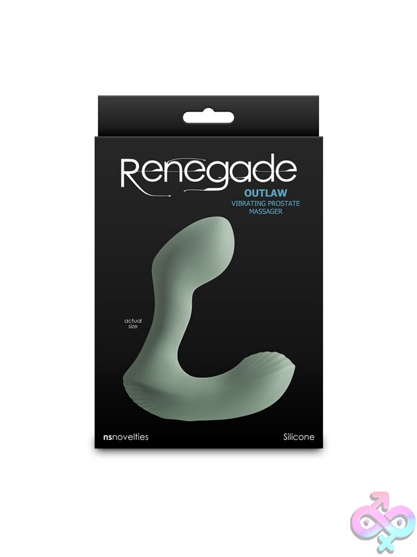 Discreet-Toys-Renegade-Outlaw-Sage-Nu-Nsn-1161-38 Renegade Outlaw Dual-Motor Prostate Massager In Sage Green Silicone By Ns Novelties