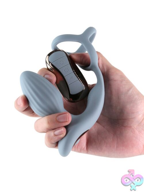Renegade Pinnacle Vibrating Anal Plug With Cock &Amp; Ball Ring – Gray - Image 3