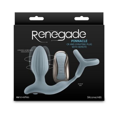 Renegade Pinnacle gray silicone vibrating anal plug with cock and ball ring by Ns Novelties