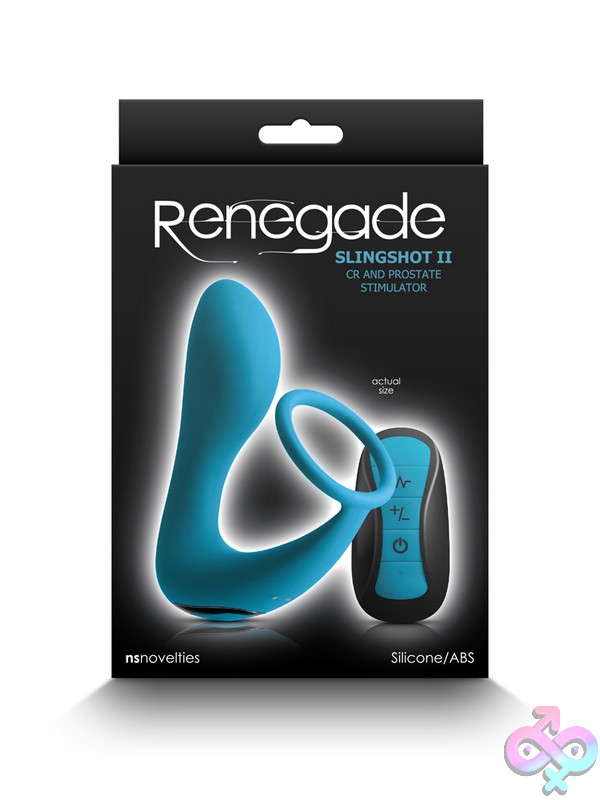 Discreet-Toys-Renegade-Slingshot-Ii-Teal-Nu-Nsn-1107-77 Renegade Slingshot Ii Dual-Stimulation Prostate Vibrator In Teal Silicone By Ns Novelties