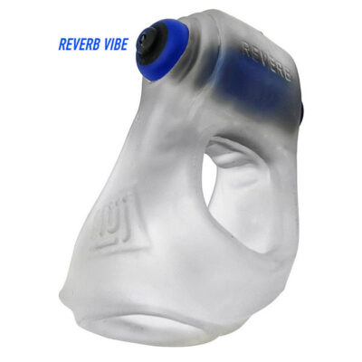 Revsling Clear Ice vibrating cock and ball ring by Oxballs — multi-speed waterproof vibe, gray silicone/TPR blend