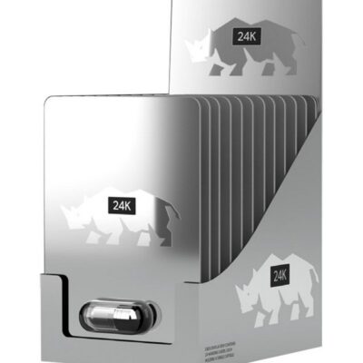 Rhino 24K Capsules 24-pack silver counter display by Doc Johnson