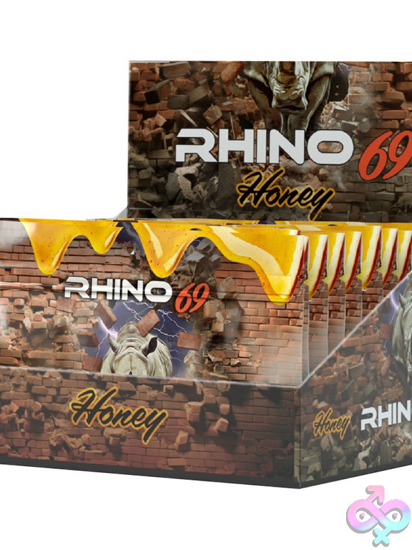 Discreet-Toys-Rhino-69-Honey-24-Pack-Display-Dj-Nu-Dj4900-25Bx Rhino 69 Honey 24-Count Gold Foil Packet Countertop Display By Doc Johnson