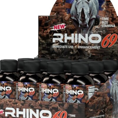 Rhino 69 Liquid Shots 12-pack black counter display by Doc Johnson