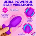Ribbed Vibrating Silicone Butt Plug - Purple - Image 4