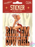 Ride Em Cowgirl red waterproof vinyl sticker by Wood Rocket