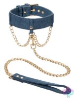Ride 'Em Premium Denim Collar with Leash – Blue - Image 2
